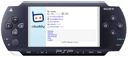 Servicio exclusivo de mensajería instantánea para PSP  de ebuddy